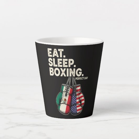 Tasse Latte Drôle Manger Dormir Répéter Boxe (Devant)