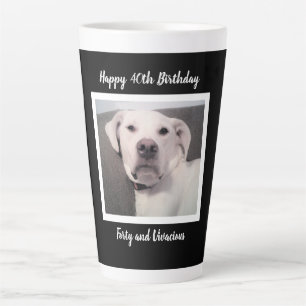 Tasse Latte Drôle mignon Grumpy Chien blanc 40e anniversaire N