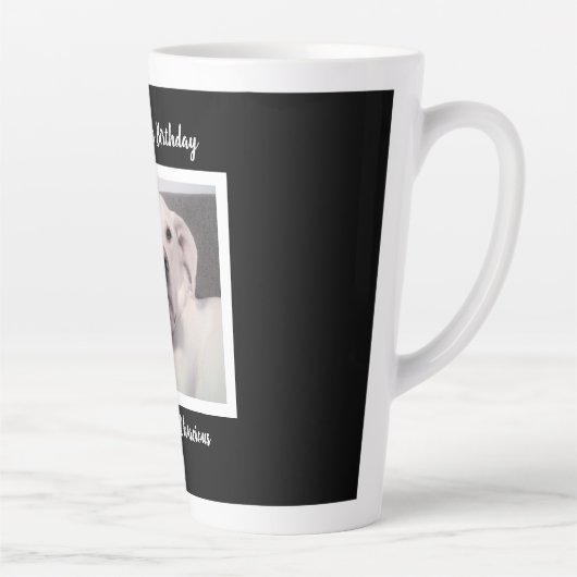 Tasse Latte Drôle mignon Grumpy Chien blanc 40e anniversaire N (Droite)
