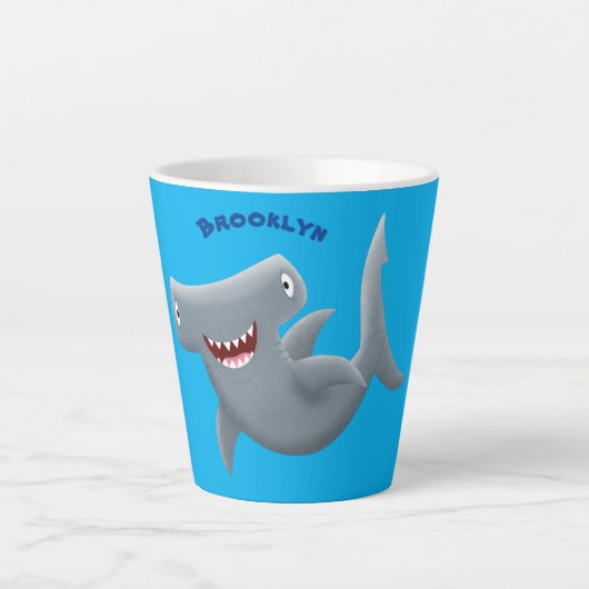 Tasse Latte Drôle mignon requin marteau dessin animé (Devant)