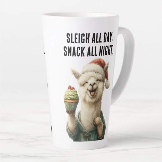 Tasse Latte Drôle Noël Llama - Sleigh & Snack (Angle droit)