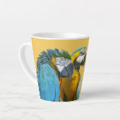 Tasse Latte Drôle Parler Les Perroquets Poussière. BG Latte Mu (Angle gauche)