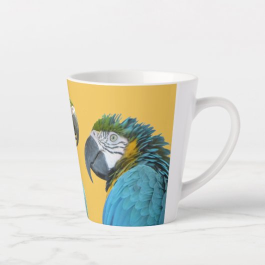 Tasse Latte Drôle Parler Les Perroquets Poussière. BG Latte Mu (Droite)