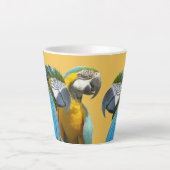 Tasse Latte Drôle Parler Les Perroquets Poussière. BG Latte Mu (Devant)