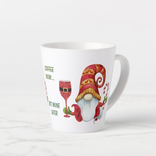 Tasse Latte Drôle Père Noël Party Gnome (Angle droit)