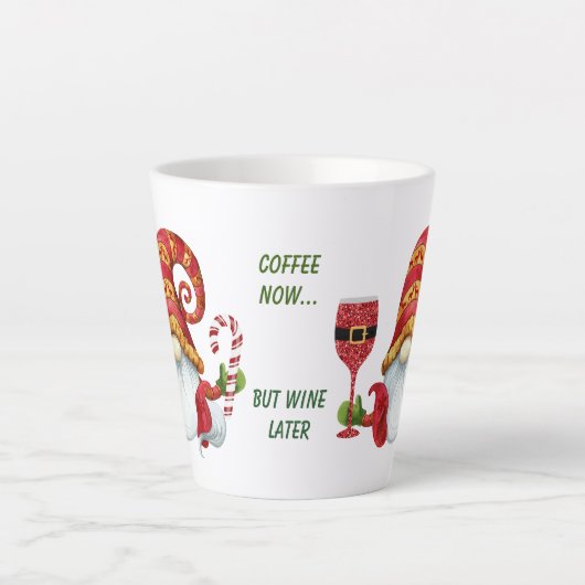 Tasse Latte Drôle Père Noël Party Gnome (Devant)