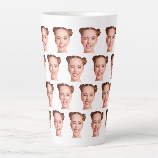 Tasse Latte Drôle Personnalisé Visage Coupé Femmes Photo Grand (Devant)