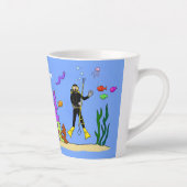 Tasse Latte Drôle plongeur et poisson mer créatures dessin ani (Droite)