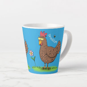 Tasse Latte Drôle poulet rustique whimsical dessin animé