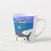 Tasse Latte Drôle requin couché et dessin animé de pêche (Droite)