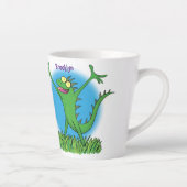 Tasse Latte Drôle vert souriant animé lézard d'iguane (Droite)