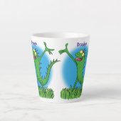 Tasse Latte Drôle vert souriant animé lézard d'iguane (Devant)