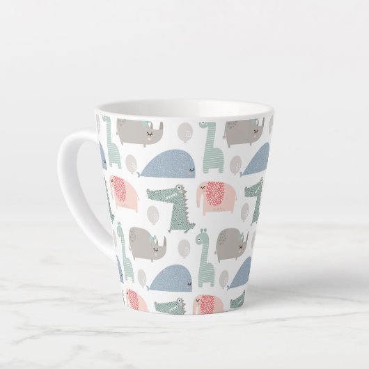 Tasse Latte Drôle Visage mignon Doodle Motif animal (Angle gauche)