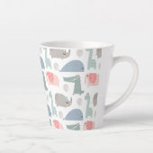 Tasse Latte Drôle Visage mignon Doodle Motif animal (Droite)