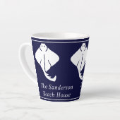 Tasse Latte Drop Marine Bleu Côtier Nautique Stingray Manta Ra (Angle gauche)