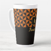 Tasse Latte Duo Geo Black & Burange Orange Custom Names (Angle gauche)