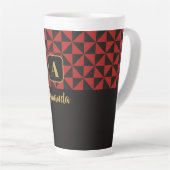 Tasse Latte Duo Geo Black & Crimson Red Custom Names (Angle droit)