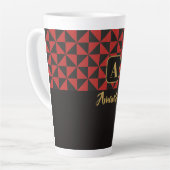 Tasse Latte Duo Geo Black & Crimson Red Custom Names (Angle gauche)