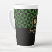 Tasse Latte Duo Geo Black & Forest Green Custom Names (Angle gauche)