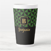 Tasse Latte Duo Geo Black & Forest Green Custom Names (Devant)