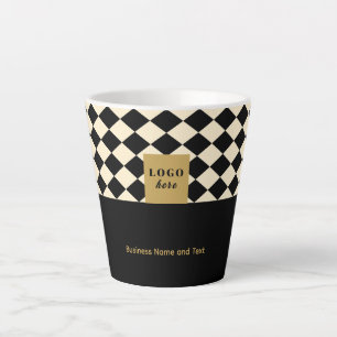 Tasse Latte Duo noir et ivoire artisanat - Logo d'affaires