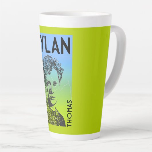 Tasse Latte Dylan Thomas Welsh Poet (Angle droit)