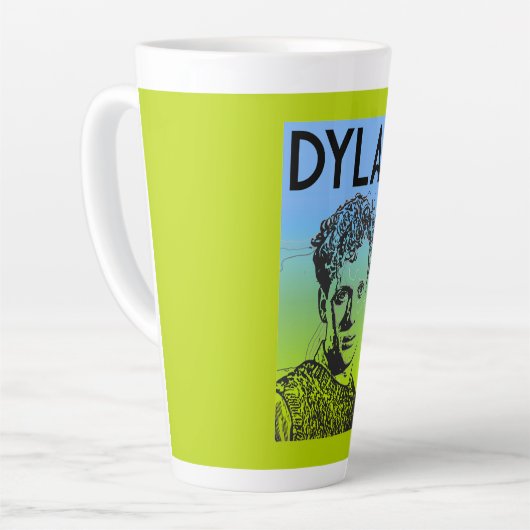 Tasse Latte Dylan Thomas Welsh Poet (Angle gauche)