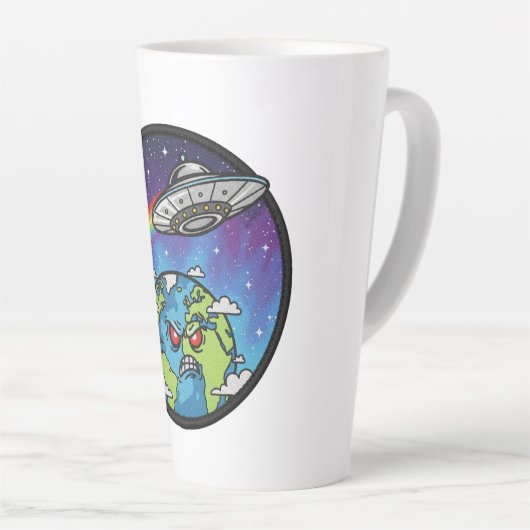 Tasse Latte Earth vs UFO (Angle droit)