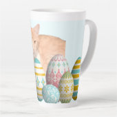 Tasse Latte Easter Kitten Photo with Painted Eggs (Angle droit)