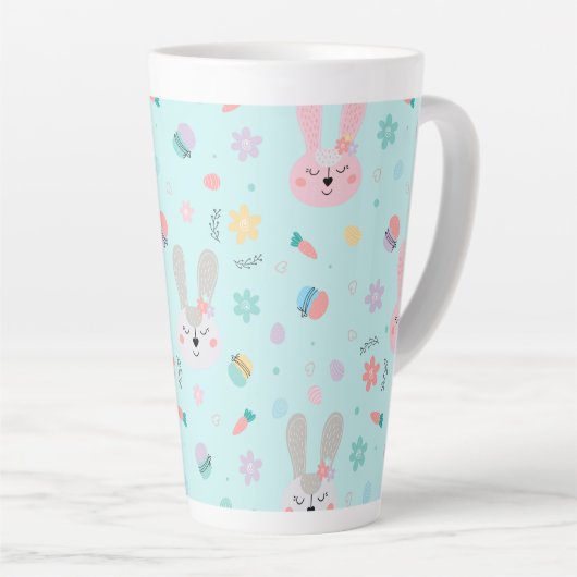 Tasse Latte Easter Pattern Bunny Eggs, Easter Holiday Gift (Angle droit)