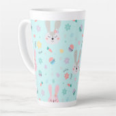 Tasse Latte Easter Pattern Bunny Eggs, Easter Holiday Gift (Angle gauche)