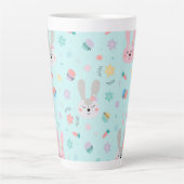 Tasse Latte Easter Pattern Bunny Eggs, Easter Holiday Gift (Devant)