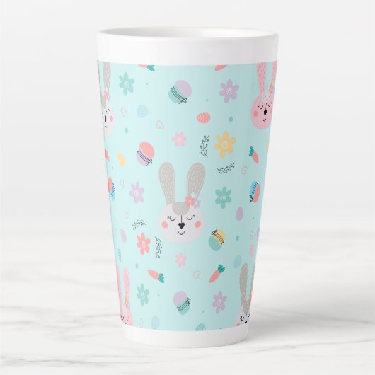 Tasse Latte Easter Pattern Bunny Eggs, Easter Holiday Gift (Devant)