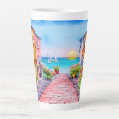 Tasse Latte Eau Sunset Village du bord de mer (Devant)