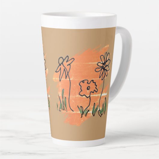Tasse Latte Échantillon de peinture de trois fleurs (Angle droit)