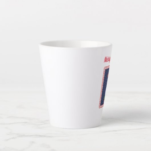 Tasse Latte Écharpe Casquette Snowman Souriant Avec Lumières D (Devant)