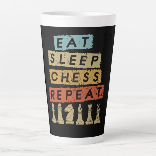 Tasse Latte Échecs - Manger Dormir Échecs Répéter (Devant)