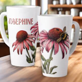 Tasse Latte Échinacea Bumblebee à confleur violet