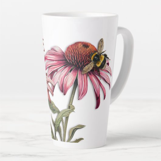 Tasse Latte Échinacea Bumblebee à confleur violet (Angle droit)