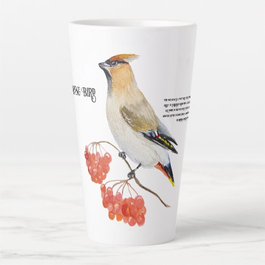 Tasse Latte Écirage d'oiseaux de la forêt d'aquarelle (Devant)