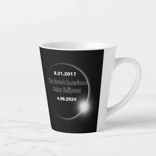 Tasse Latte Éclipse solaire double date 2024 et 2017 (Droite)