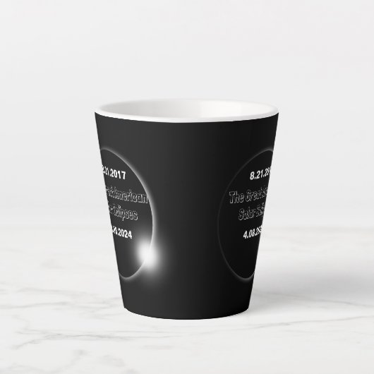 Tasse Latte Éclipse solaire double date 2024 et 2017 (Devant)