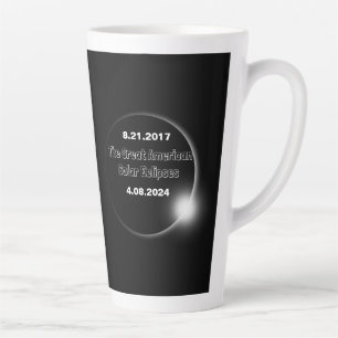 Tasse Latte Éclipse solaire double datée 2024 & 2017