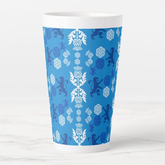 Tasse Latte Écossais bleu et blanc (Devant)