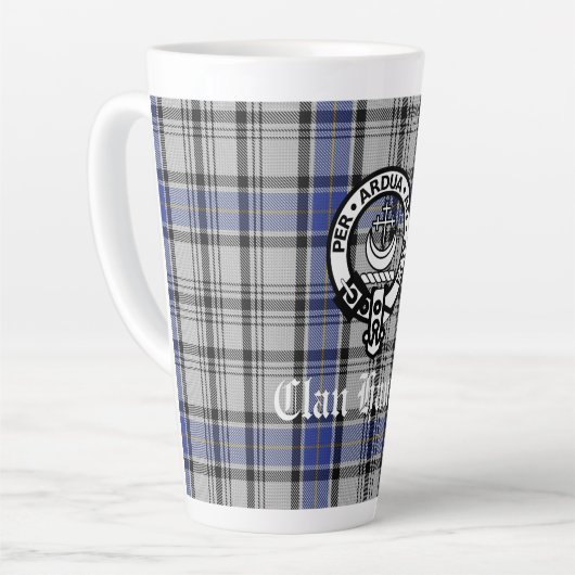 Tasse Latte Écosse Clan Hannay Crest Badge et Tartan Custom (Angle gauche)