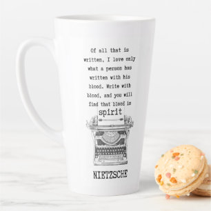Tasse Latte ÉCRIRE avec la machine à écrire Citation Nietzsche