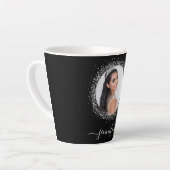 Tasse Latte Écriture de nom de parties scintillant en argent n (Angle gauche)