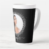 Tasse Latte Écriture de nom de parties scintillant en argent n (Angle droit)