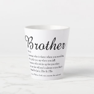 Tasse Latte Écriture élégante Fun Cool Meilleur frère Définiti