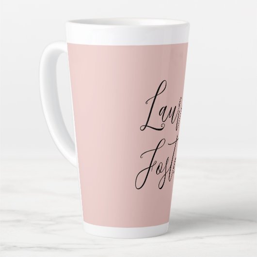 Tasse Latte Écriture manuscrite classique Nom élégant Rose Gol (Angle gauche)